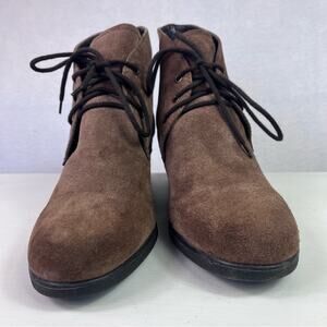 The Flexx Boots Womens 7.5  Brown Suede Leather Wedge Lace Up